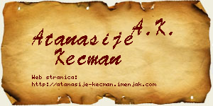 Atanasije Kecman vizit kartica